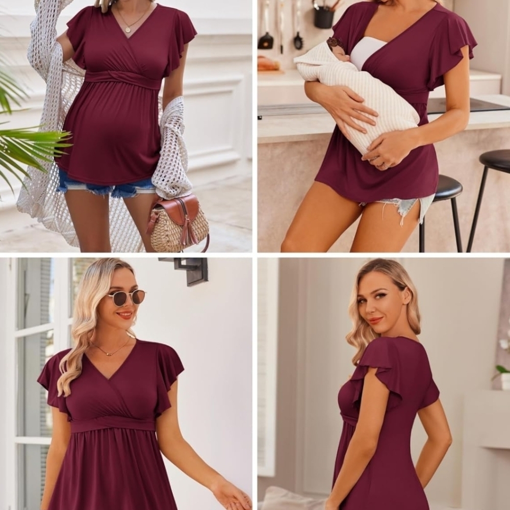 Brand New Maternity Short Sleeve Shirts Womens Size Large - Picture 4 of 5